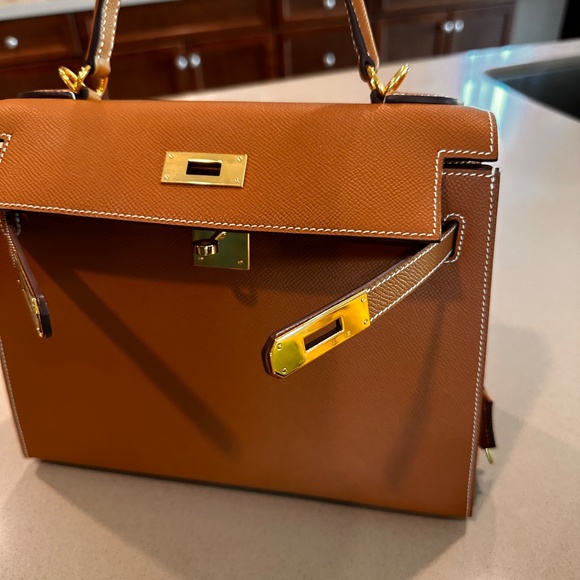 Hermes Kelly epsom salt 28 Gold - Picture 9 of 13